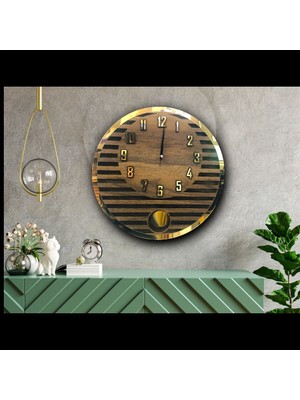 STE Desing Dekoratif Modern Sarkaçlı Duvar Saati, Ahşap Duvar Saati,duvar Saati,wall Clock,