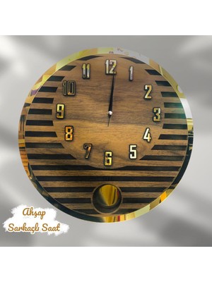 STE Desing Dekoratif Modern Sarkaçlı Duvar Saati, Ahşap Duvar Saati,duvar Saati,wall Clock,