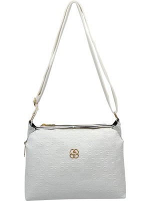 SİA ÇANTA Kabartma Yazı Detaylı Çapraz Askılı  Üç Fermuarlı Gözlü Kullanışlı Şık Çanta