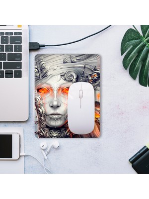 Sonic Touch Tanrıça Desenli Gri Kaydırmaz Gaming Oyuncu Masaüstü Dikişsiz Mouse Pad/ped (Mouse Altlığı) 17X21CM