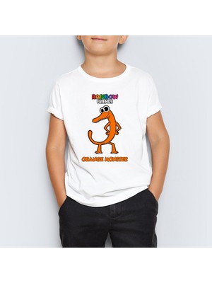Morinna Rainbow Friends Orange Monster Baskılı Unisex Çocuk Tişört T-Shirt Mr-10