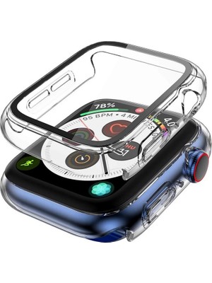 Quse Apple Watch Seri Se-6-5-4 44MM Uyumlu Ekran ve Kasa Koruyucu Şeffaf