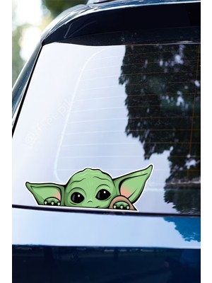 Quart Aksesuar 16 x 6 cm Yoda Sticker Araba Laptop Oto Motor Sticker