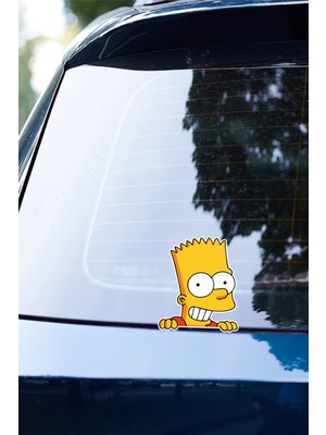 Quart Aksesuar 11 x 9,5 cm Bart Simpson Sticker Araba Laptop Oto Motor Sticker