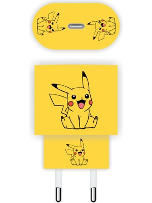 Quart Aksesuar Iphone 20W Şarj Aleti Kaplaması Pikachu Şarj Aleti Sticker