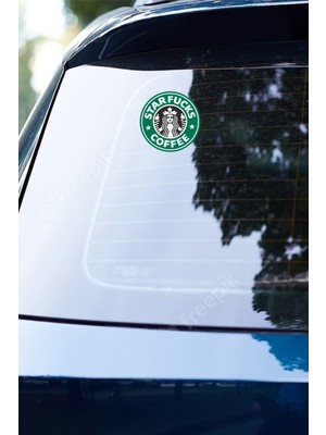 Quart Aksesuar 8x8 cm Starfucks Coffee Sticker Araba Laptop Oto Motor Sticker