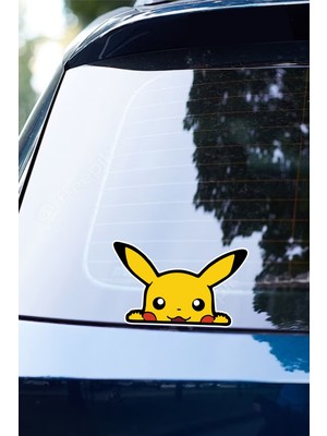 Quart Aksesuar 14 x 8,5 cm Pokemon Pikachu Sticker Araba Laptop Oto Motor Sticker