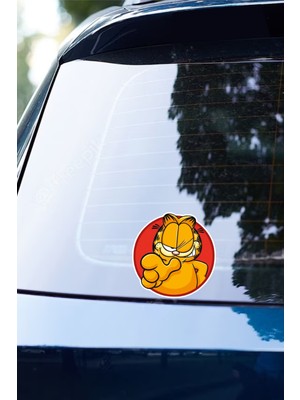 Quart Aksesuar 11 x 11 cm Garfield Kedi Sticker Araba Laptop Oto Motor Sticker