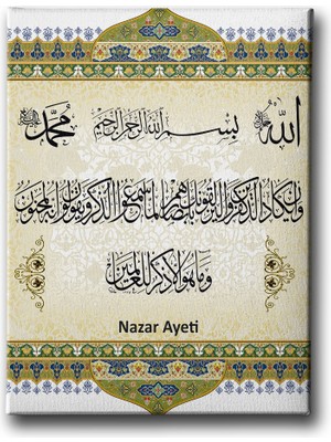 Desenlio Nazar Ayeti Motifli Dini Kanvas Tablo