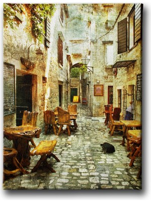 Desenlio Nostanji Kafe Kanvas Tablo