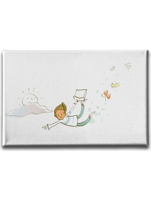 Desenlio Uçan Çocuk Kanvas Tablo