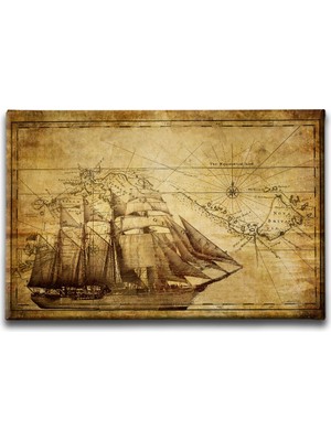 Desenlio Eski Dünya Haritası Canvas Tablo