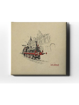 Desenlio Kara Tren  Canvas Tablo