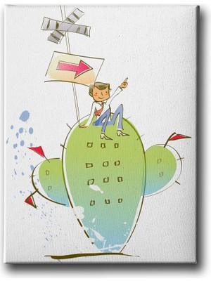 Desenlio Kaktüs Çocuk Kanvas Tablo