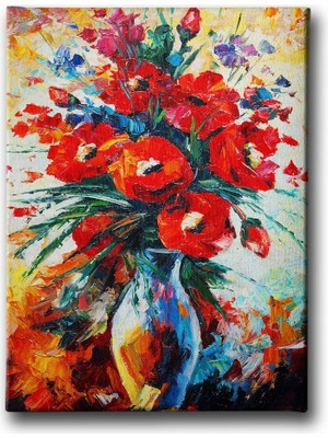 Desenlio Vazo Yağlı Boya Kanvas Tablo