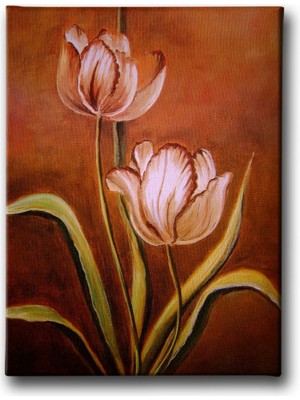 Desenlio Gül Yağlı Boya Kanvas Tablo