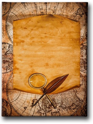 Desenlio Papirüs Görünümlü Harita Canvas Tablo