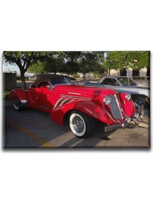 Desenlio Klasik Kırmızı Araba Canvas Tablo