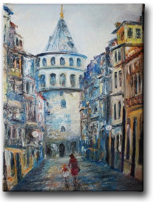 Desenlio Galata Yağlı Boya Kanvas Tablo