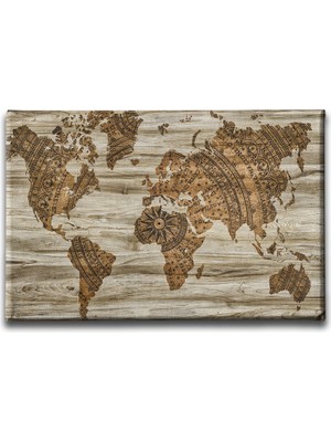 Desenlio Eski Harita Canvas Tablo