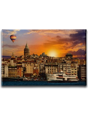Desenlio Galata Kulesi - Balon Canvas Tablo