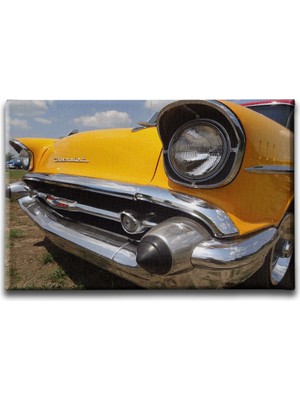 Desenlio Sarı Chevrolet Klasik Araba Canvas Tablo