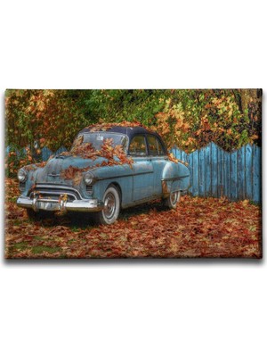 Desenlio Klasik Mavi Araba Canvas Tablo
