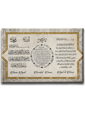 Desenlio Nazar-Bereket-Ayet-El Kürsi ( 3 Ayet ) Ayetli Kanvas Tablo