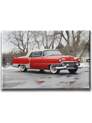 Desenlio Klasik Kırmızı Araba Canvas Tablo