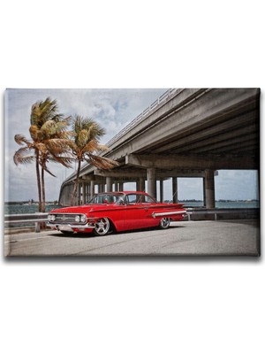 Desenlio Klasik Kırmızı Araba Canvas Tablo