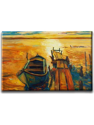 Desenlio Kıyı Gün Batımı Yağlı Boya Kanvas Tablo