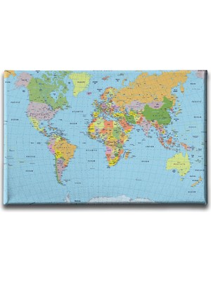 Desenlio Dünya Haritası Canvas Tablo