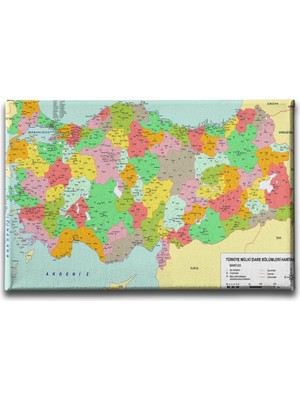 Desenlio Türkiye Haitası Canvas Tablo