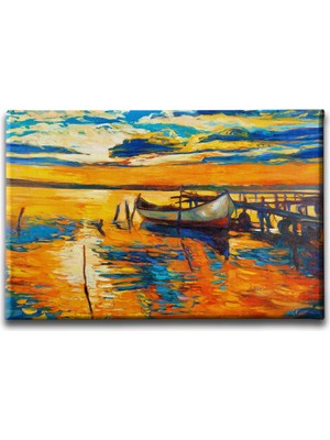 Desenlio Kıyı Yağlı Boya Kanvas Tablo