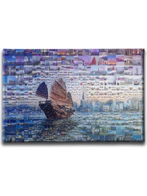 Desenlio Gemili Puzzle Şehir Manzarası Canvas Tablo
