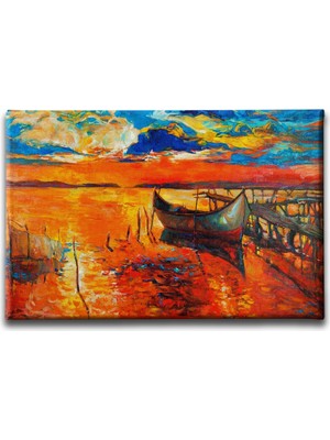 Desenlio Kıyı Yağlı Boya Kanvas Tablo