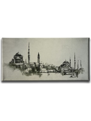 Desenlio Istanbul Panoramik Kanvas Tablo