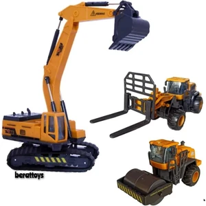 Berat Toys Berattoys Üçlü Iş Makinaları Kepçe&silindir&forklift Kırılmaz Iş Araçları Inşaat Set Ekskavatör