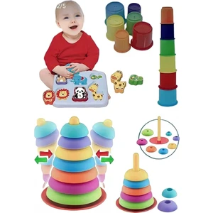 Berat Toys Berattoys Eğitici Oyuncak Sevimli Hayvanlar +Sallanan Halkalar+Sevimli Kule Eğitici Zeka Geliştirici