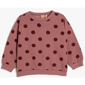 Basic Sweatshirt Puantiyeli Bisiklet Yaka Uzun Kollu Pamuklu