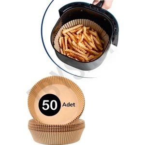 TBY Shop 50 Adet Airfryer Uyumlu Pişirme Kağıdı Yuvarlak Tabak Model Yağlı Kağıt