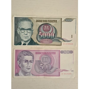 Edi Antik 2 Adet Yugoslav Dinarı 1992 Yılına Ait Temiz Durumda, Yugoslav Koleksiyonluk Banknot Para Nümizmatik