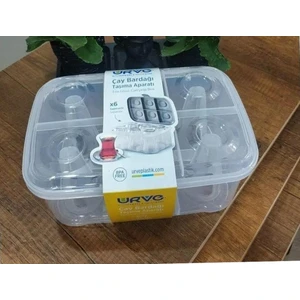 Piknik Çay Bardağı Taşıma Kutusu 6 Bardak Kapasiteli BPA İçermeyen Plastik