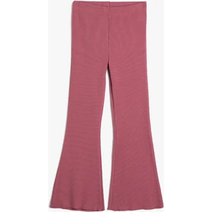 Basic İspanyol Paça Pantolon Beli Lastikli Fitilli Pamuklu