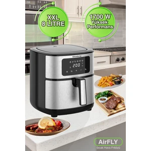 Airfly Xxl 8 Lt Geniş Hazneli 6 Ön Programlı Dokunmatik Airfryer Sıcak Hava Fritözü ELB-2307