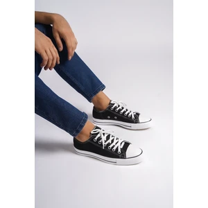 MBCVS200S Düz Taban Bağcıklı Erkek Siyah Bez Spor Ayakkabı & Sneaker
