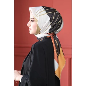 Çiçek Desen Sarı Pamuk Eşarp