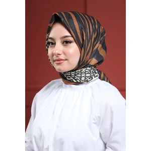 Zebra Desen Altın Pamuk Eşarp