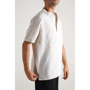 Insane Minds Erkek V Yaka Normal Kalıp Keten Gömlek