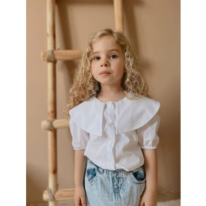 Yaya Kids Kız Çocuk Beyaz Kısakol Üçgen Gömlek